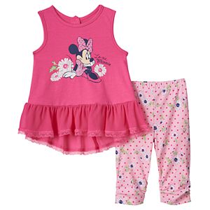 Disney's Minnie Mouse Baby Girl Ruffle Graphic Tank Top & Leggings Set