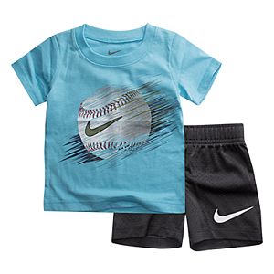 Baby Boy Nike Baseball Graphic Tee & Mesh Shorts Set