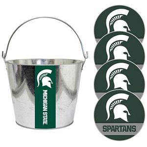 Michigan State Spartans Metal Drink Bucket & Paper Coaster 5-piece Set
