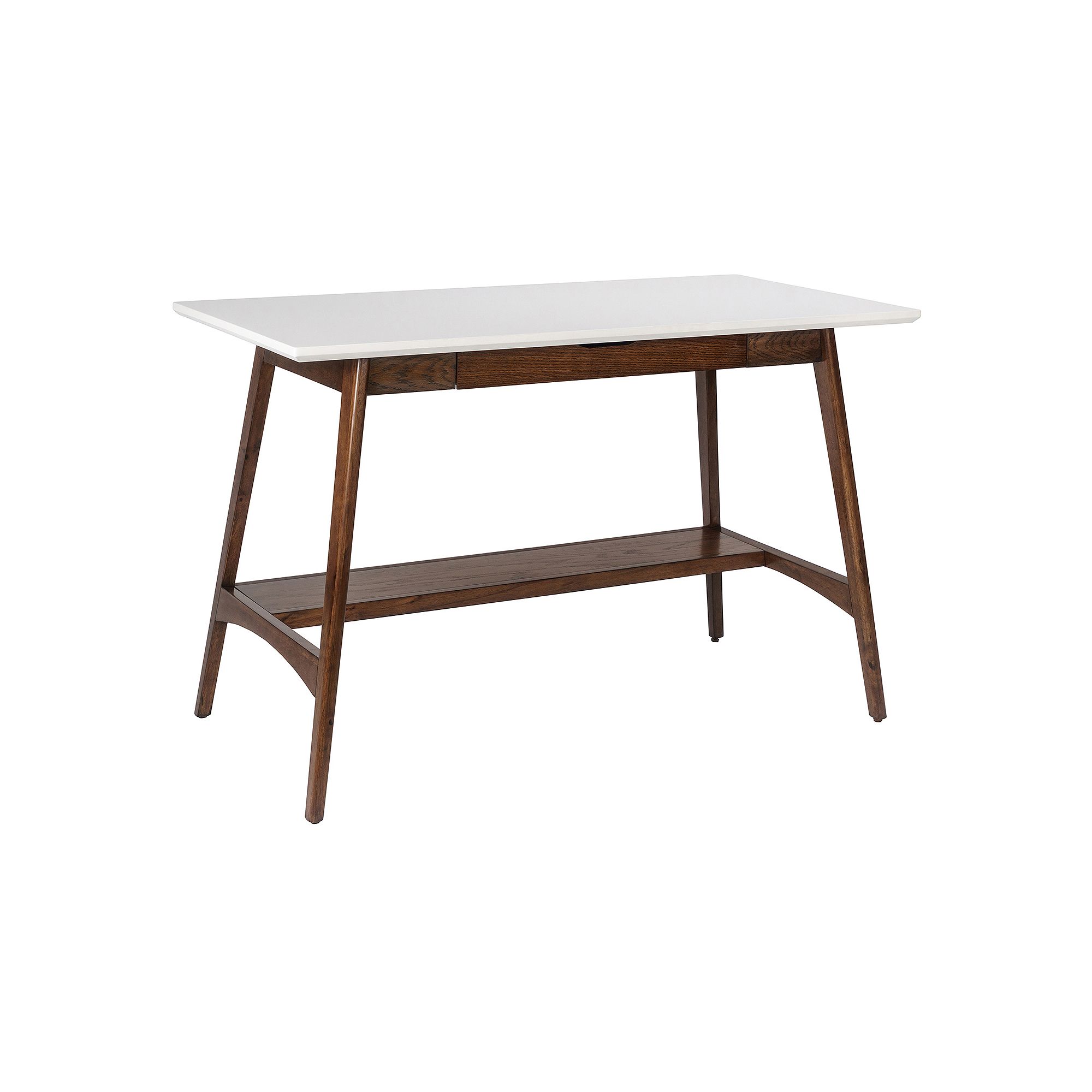 Madison Park Avalon Mid-Century Modern Storage Office Desk, White Pecan