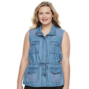 Juniors' Plus Size Candie's® Eyelet Utility Vest