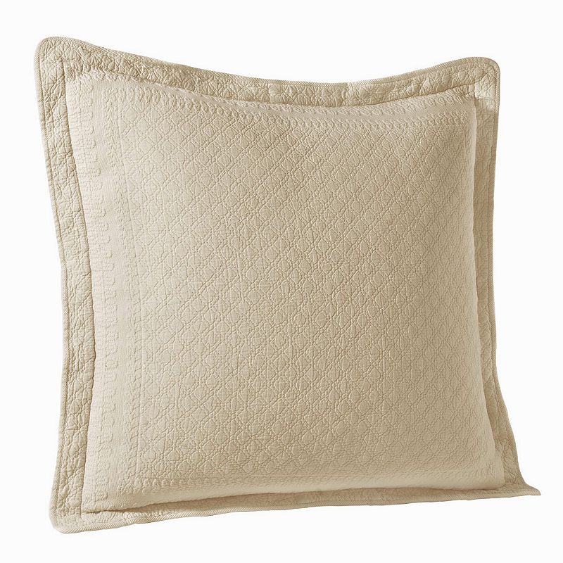 Birch King Charles Matelasse Sham (Euro) - Historic Charleston: 100% Cotton, Machine Washable, No Fill, 152 Thread Count