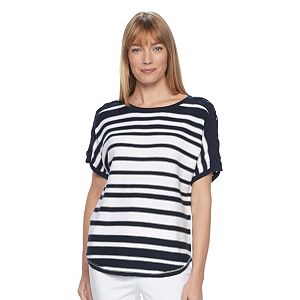 Women's Croft & Barrow® Lace Up Short Sleeve Sweater