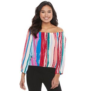 Juniors' Candie's® Print Off-the-Shoulder Top