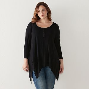 Plus Size SONOMA Goods for Life™ Shark-Bite Henley