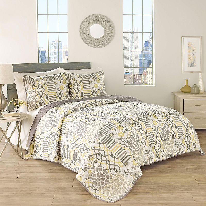 Traditions by Waverly 3-piece Set In Spring Quilt Set, Grey, King