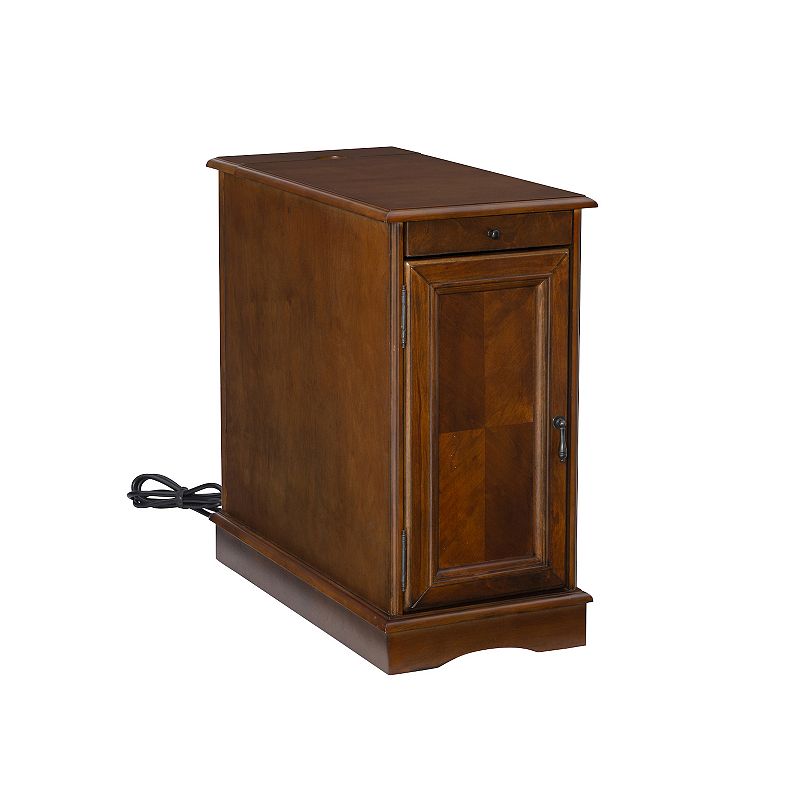 Butler Multi-Function Accent End Table with Storage  Hidden Tray and Charging Dock  Hazelnut