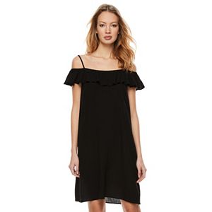 madden NYC Juniors' Ruffle Off-the-Shoulder Dress