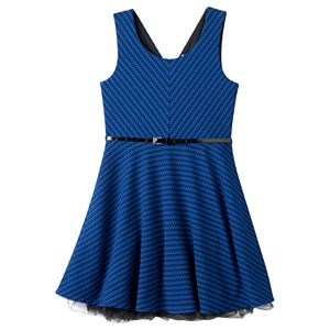 Girls Plus Size Knitworks Cross-Back Sleeveless Skater Dress