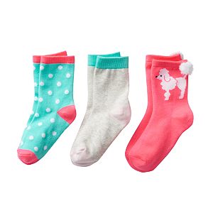 Girls 4-6 Carter's 3-pk. Poodle Crew Socks