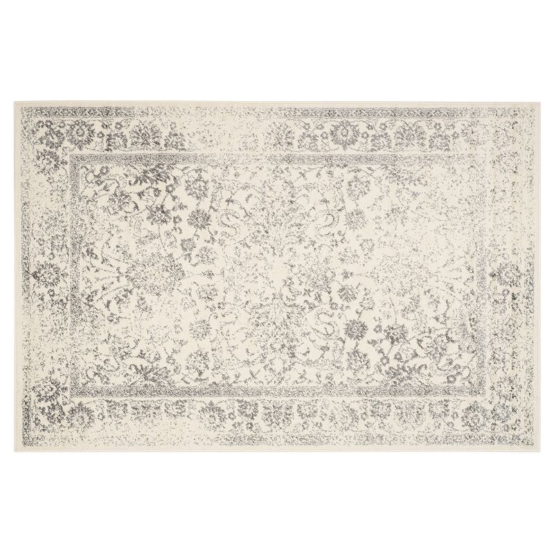 Safavieh Adirondack Deja Framed Floral Rug, White, 8Ft Rnd