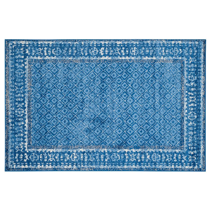 Safavieh Adirondack Catrine Framed Lattice Rug, Light Blue, 8Ft Rnd