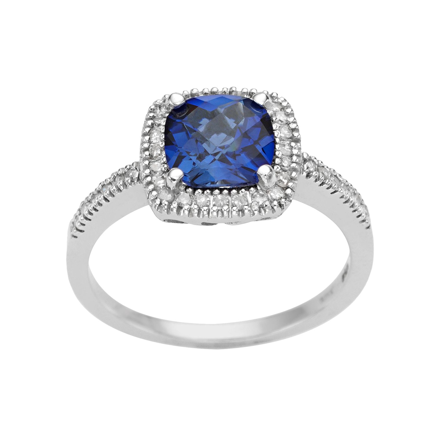 Bague Halo Or Blanc 14k - Topaze Blanche Naturelle 6.25ct - Coussins & Ronds - Taille 7