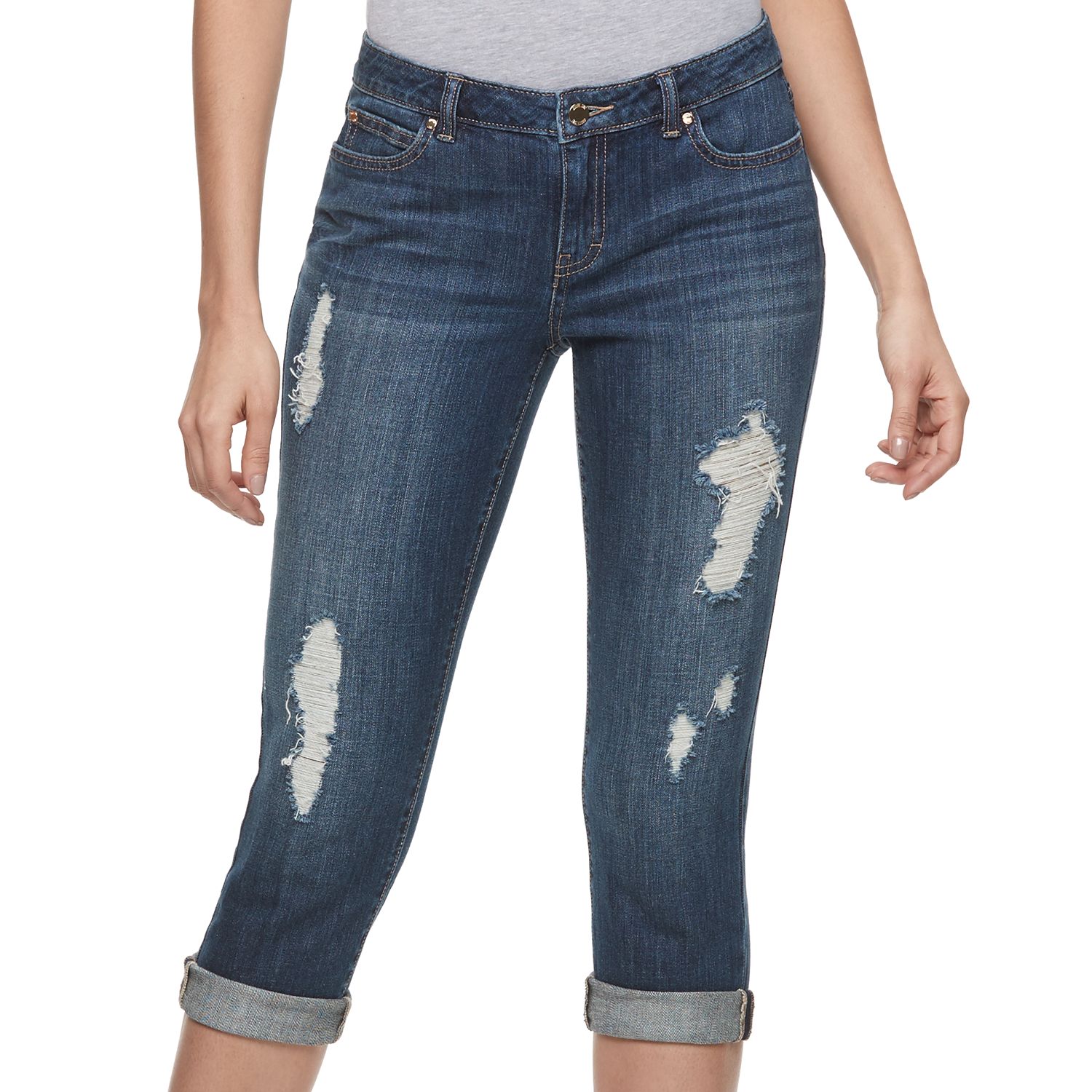 torn capri jeans