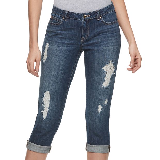 Ripped capri hot sale jeans