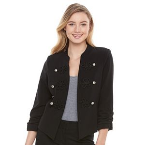 Juniors' Candie's® Frog-Fastener Black Blazer