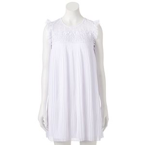 Juniors' Lily Rose Pleated Lace Yoke Dress