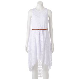 Juniors' Lily Rose High-Low White Lace Dress