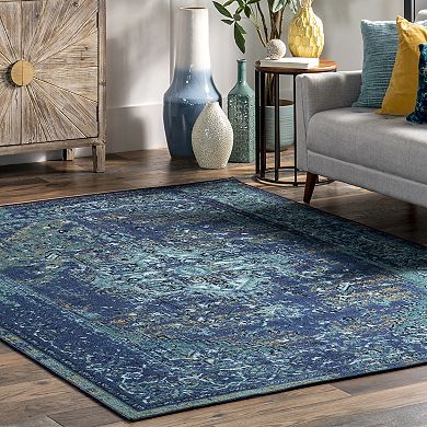 nuLOOM Giza Vintage Reiko Framed Floral Rug