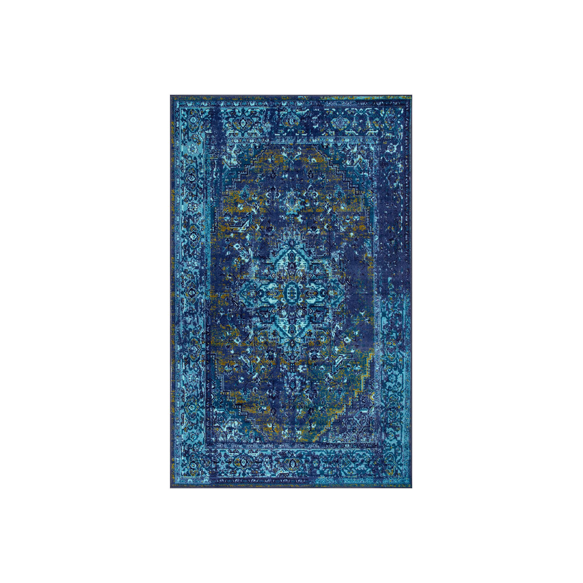 nuLOOM Giza Vintage Reiko Framed Floral Rug, Blue