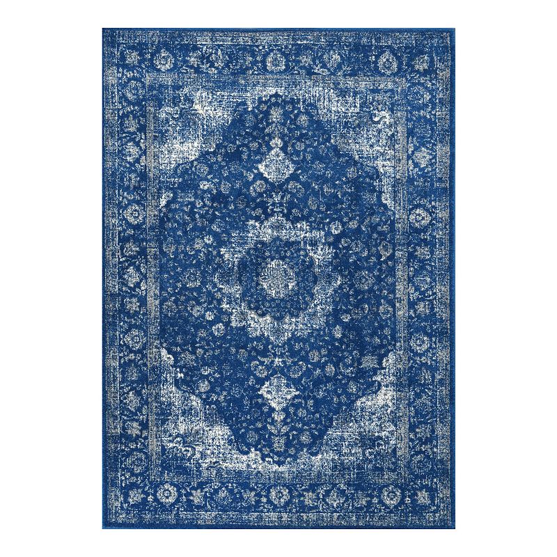 nuLOOM Traditional Medallion Verona Rug, Blue, 5Ft Rnd