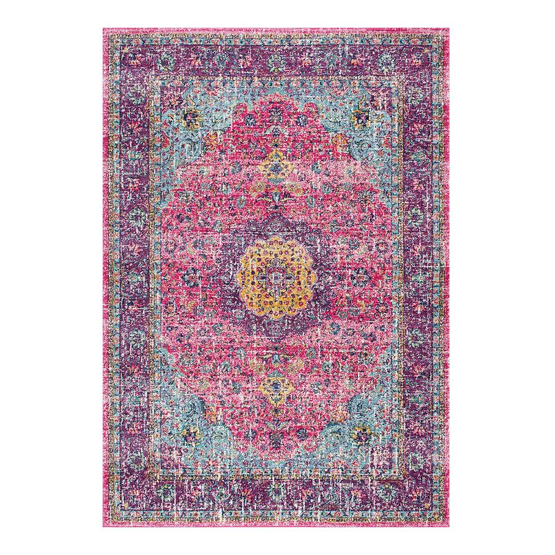 nuLOOM Traditional Medallion Verona Rug, Pink, 10X14 Ft