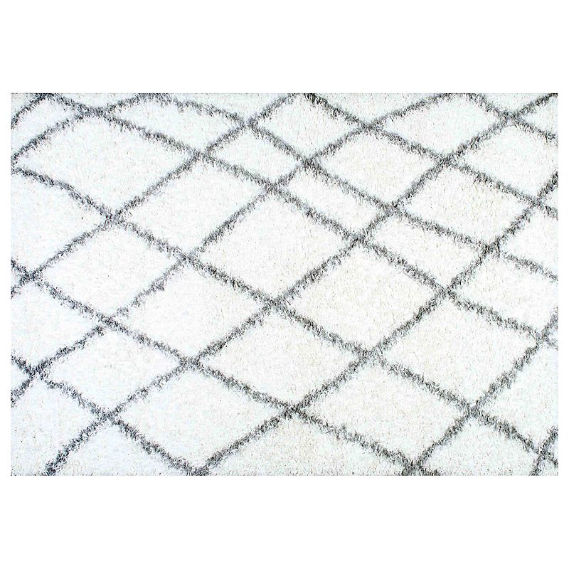 nuLOOM Alvera Easy Shag Lattice Rug, White, 8X10 Ft