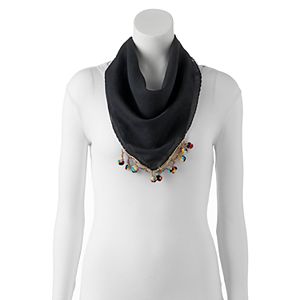 madden NYC Festival Flair Embroidered Trim Pom-Pom Neckerchief