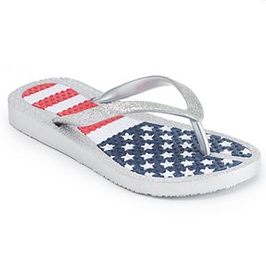 Girls 4-16 American Flag Flip Flops