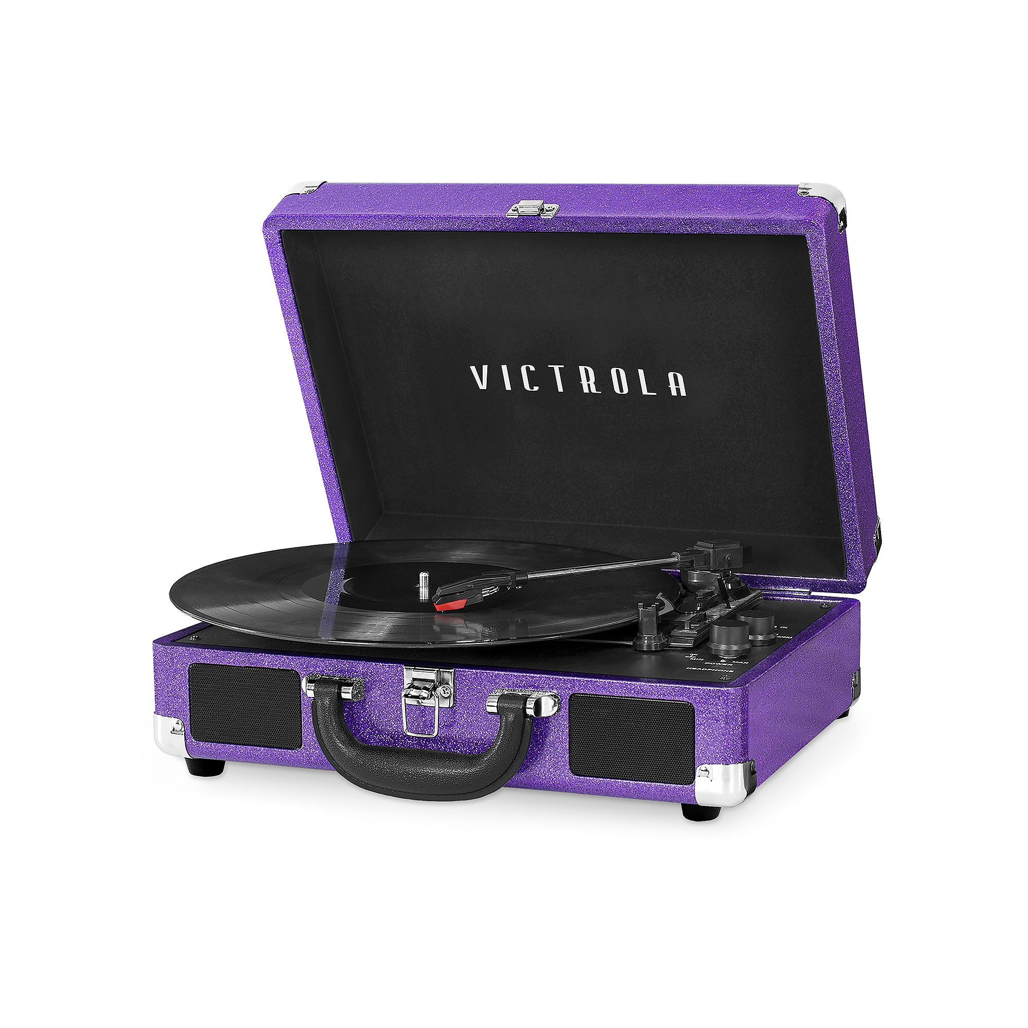 Victrola Patterned Suitcase Record Player with Bluetooth, Purple