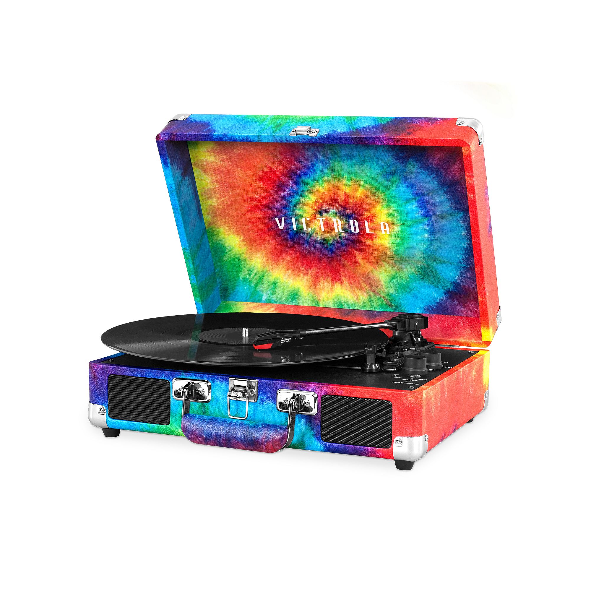 Victrola Patterned Suitcase Record Player with Bluetooth, Tie Dye