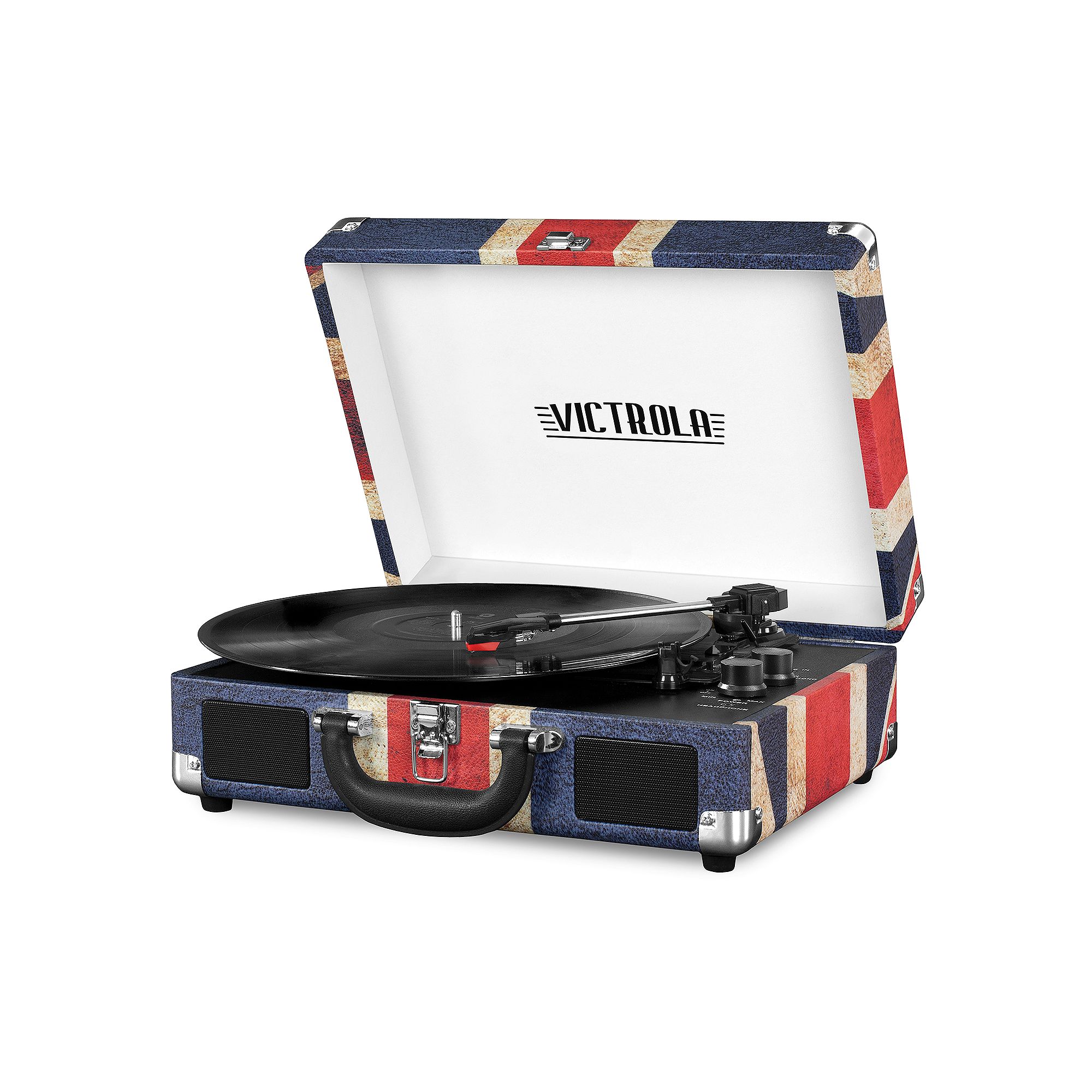 Victrola Patterned Suitcase Record Player with Bluetooth, Uk Flag