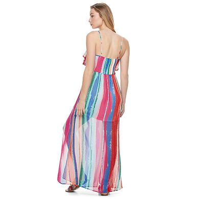 Juniors' Candie's® Print Ruffle Maxi Dress