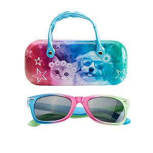 Girls 5-16 Rainbow Sunglasses & Hard Case Set