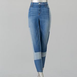 Petite Simply Vera Vera Wang Shadow Patch Straight-Leg Jeans