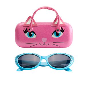 Girls 5-16 Cat Sunglasses & Hard Case Set