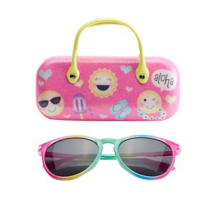 Girls 5-16 Emoji Sunglasses & Hard Case Set