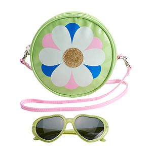 Girls 4-16 Flower Crossbody Bag & Sunglasses Set