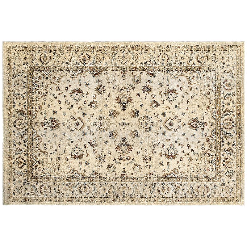 StyleHaven Evans Arabesque Traditions Framed Floral Rug, Lt Beige, 8X11 Ft