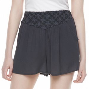 Juniors' Mason & Belle Embroidered Gauze Soft Shorts
