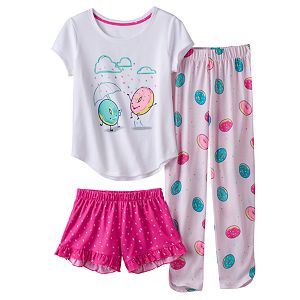 Girls 4-16 SO® 3-pc. Sprinkle Donut Pajama Set