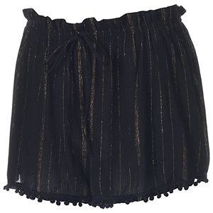 Juniors' About A Girl Metallic Stripe Shortie Shorts