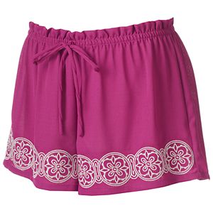 Juniors' About A Girl Embroidered Shortie Shorts