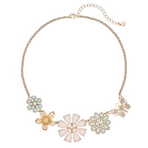 LC Lauren Conrad Pastel Cabochon Flower & Butterfly Necklace