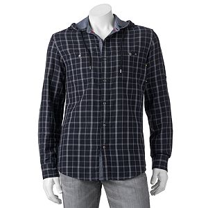 Big & Tall Rock & Republic Classic-Fit Plaid Roll-Tab Hooded Button-Down Shirt