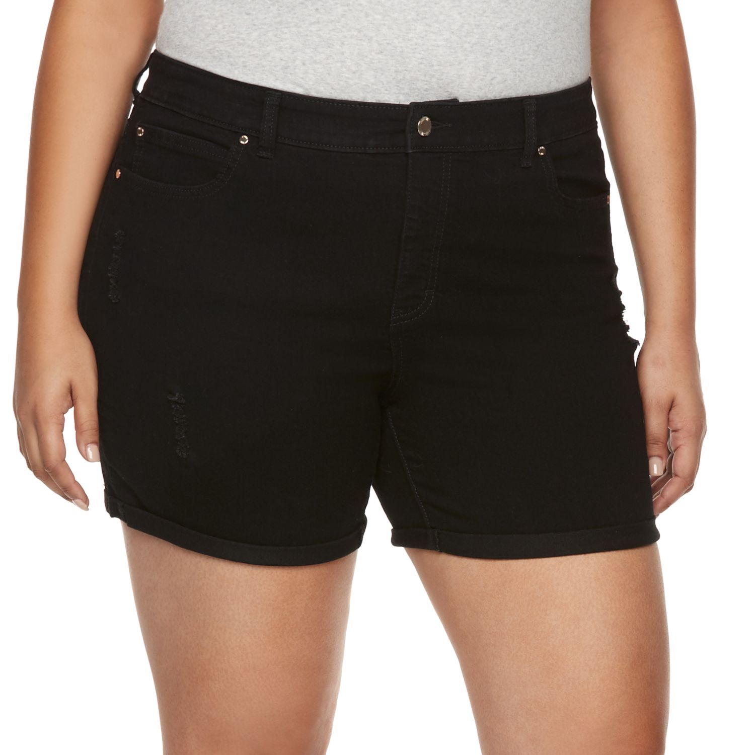 plus size boyfriend jean shorts