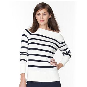 Plus Size Chaps Striped Boatneck Sweater