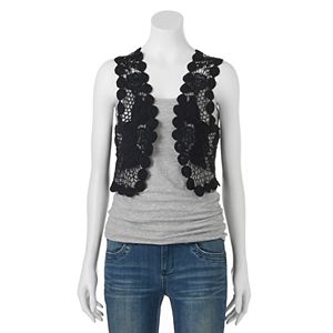 Mudd® Crochet Floral Lace Vest