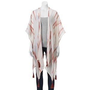 Mudd® Striped Tie-Dye Beaded Tassel Kimono