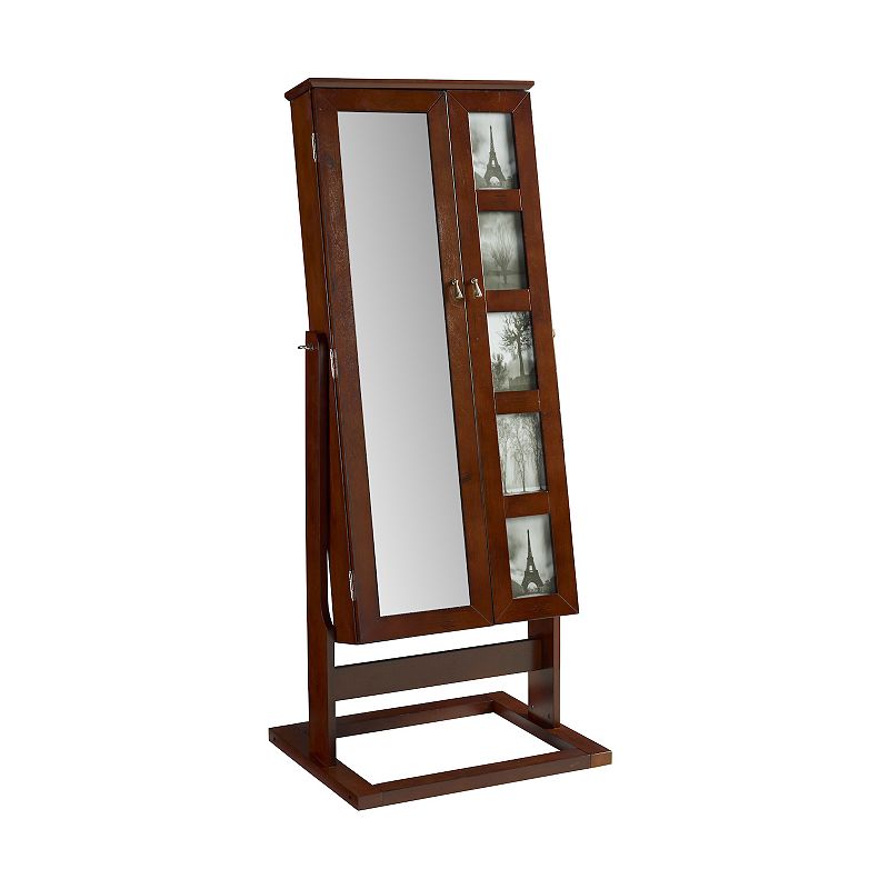 Jewelry Armoire 5-Opening Frame Cheval Floor Mirror, Womens, Brown